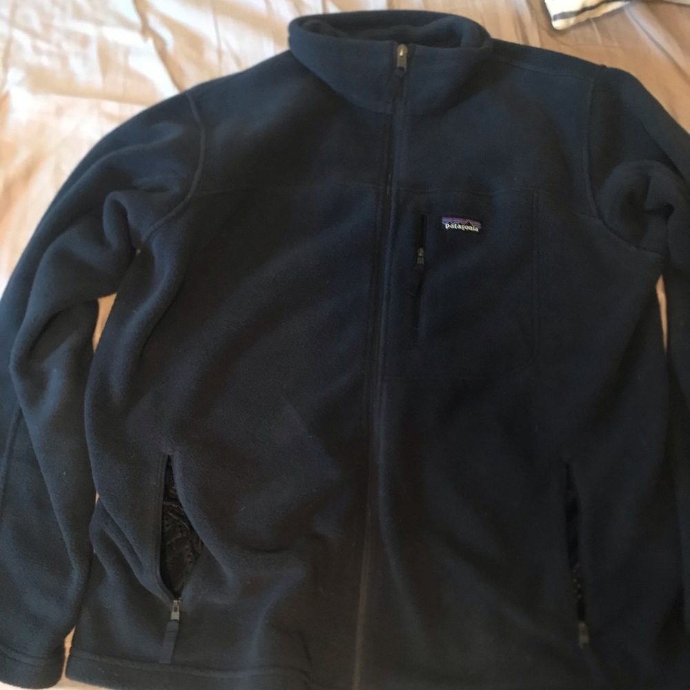 navy patagonia synchilla fleece full zip jacket